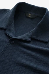 Next Kurzarmhemd Jersey-Hemd Blau/Dunkelblau