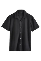Next Kurzarmhemd Jersey-Hemd Schwarz/Grau/Dunkelgrau