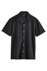 Next Kurzarmhemd Jersey-Hemd Schwarz/Grau/Dunkelgrau