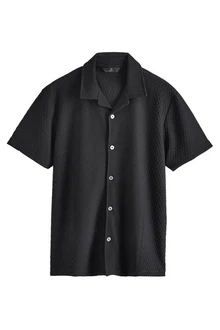 Next Kurzarmhemd Jersey-Hemd Schwarz/Grau/Dunkelgrau