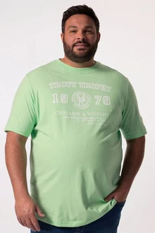 Men Plus T-Shirt Halbarm Brustprint Türkis/Grün/Hellgrün/Neonfarben Men Plus T-Shirt Halbarm Brustprint Türkis/Grün/Hellgrün/Neonfarben