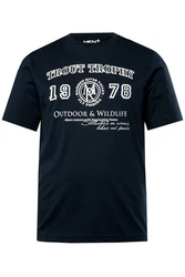 Men Plus T-Shirt Halbarm Brustprint Dunkelblau/Schwarz