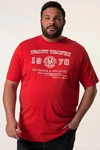 Men Plus T-Shirt Halbarm Brustprint Dunkelrot/Rot