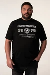 Men Plus T-Shirt Halbarm Brustprint Schwarz/Braun