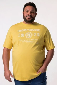 Men Plus T-Shirt Halbarm Brustprint Gelb/Gold Men Plus T-Shirt Halbarm Brustprint Gelb/Gold