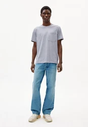 Armedangels T-Shirt MAARKOS POCKET Grau/Hellblau/Blau/Hellgrau