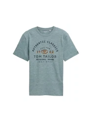 TOM TAILOR T-Shirt mit Logo Print Grün/Türkis/Blau/Grau