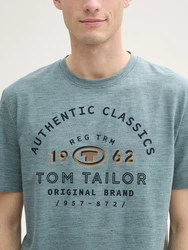 TOM TAILOR T-Shirt mit Logo Print Grün/Türkis/Blau/Grau
