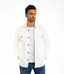 Denim Distriqt Langarmhemd Sportliches Herrenhemden mit Elasthan Weiß