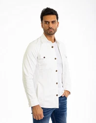 Denim Distriqt Langarmhemd Sportliches Herrenhemden mit Elasthan Weiß