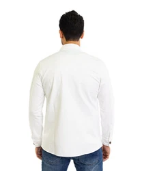 Denim Distriqt Langarmhemd Sportliches Herrenhemden mit Elasthan Weiß