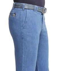 MEYER Straight-Jeans Oslo mit Sicherheitstasche Blau/Hellblau