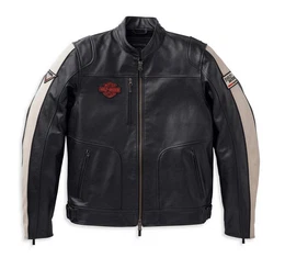 Bikerjacke Herren Enduro Bar & Shield Lederjacke Motorradjacke Protektoren Mit Protektoren an Schultern und Ellbogen. Hintere Protektorentaschen.