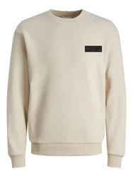 Jack & Jones Sweatshirt POPS SWEAT CREW NECK Dunkelblau/Beige
