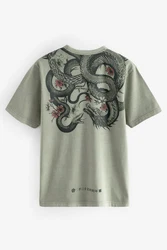 Next Print-Shirt T-Shirt (1-tlg) Dunkelgrün/Khaki/Hellgrün/Grün