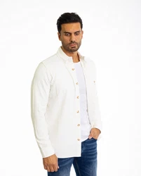 Denim Distriqt Langarmhemd Lässiges Herren Überhemd mit hohem Stretchanteil Weiß
