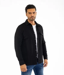 Denim Distriqt Langarmhemd Lässiges Herren Überhemd mit hohem Stretchanteil Schwarz