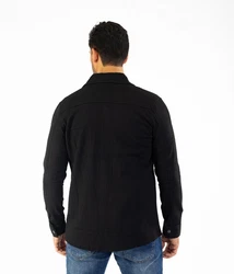 Denim Distriqt Langarmhemd Lässiges Herren Überhemd mit hohem Stretchanteil Schwarz