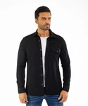 Denim Distriqt Langarmhemd Lässiges Herren Überhemd mit hohem Stretchanteil Schwarz