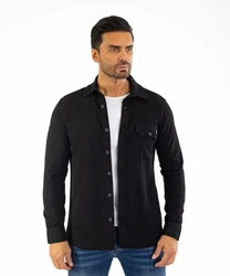 Denim Distriqt Langarmhemd Lässiges Herren Überhemd mit hohem Stretchanteil Schwarz