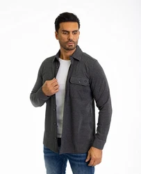 Denim Distriqt Langarmhemd Lässiges Herren Überhemd mit hohem Stretchanteil Antracite