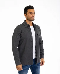 Denim Distriqt Langarmhemd Lässiges Herren Überhemd mit hohem Stretchanteil Antracite
