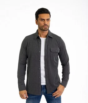 Denim Distriqt Langarmhemd Lässiges Herren Überhemd mit hohem Stretchanteil Antracite Denim Distriqt Langarmhemd Lässiges Herren Überhemd mit hohem Stretchanteil Antracite