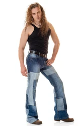 Comycom Bootcut Jeans Herren STAR DEJA-VU Blau/Rosa/Pastell/Braun