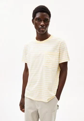 Armedangels T-Shirt MAARKOS POCKET STRIPES Gelb/Weiß