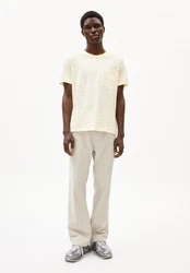 Armedangels T-Shirt MAARKOS POCKET STRIPES Gelb/Weiß