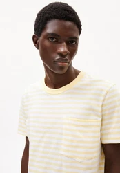 Armedangels T-Shirt MAARKOS POCKET STRIPES Gelb/Weiß