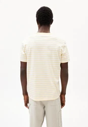 Armedangels T-Shirt MAARKOS POCKET STRIPES Gelb/Weiß