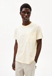 Armedangels T-Shirt MAARKOS POCKET STRIPES Gelb/Weiß