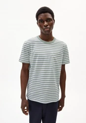 Armedangels T-Shirt MAARKOS POCKET STRIPES Grün/Hellgrün/Dunkelgrün/Weiß/Grau