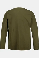 JP1880 Henley Basic Shirt Langarm Knopfleiste Dunkelgrün
