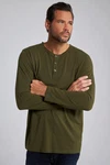 JP1880 Henley Basic Shirt Langarm Knopfleiste Dunkelgrün