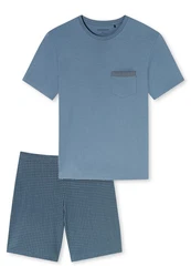 Schiesser Pyjama Comfort Nightwear Set Blau/Grau/Hellblau