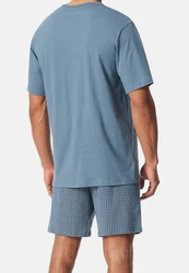 Schiesser Pyjama Comfort Nightwear Set Blau/Grau/Hellblau