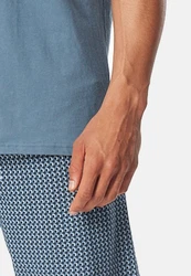 Schiesser Pyjama Comfort Nightwear Set Blau/Grau/Hellblau