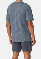 Schiesser Pyjama Comfort Nightwear Set Grau/Blau/Dunkelblau