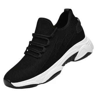Refttenw Herren Freizeitschuhe Leichte Sportliche Sneaker Unsichtbare Hhenerhhung Schuhe Schwarz