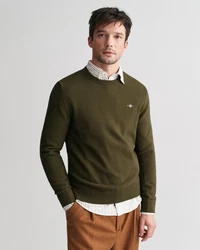 Gant Rundhalspullover Dunkelgrün/Khaki