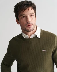 Gant Rundhalspullover Dunkelgrün/Khaki