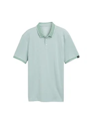 TOM TAILOR Denim Piqu Poloshirt Grün/Hellblau/Türkis