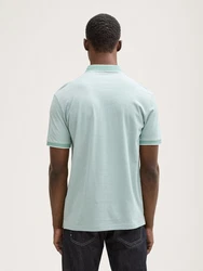 TOM TAILOR Denim Piqu Poloshirt Grün/Hellblau/Türkis
