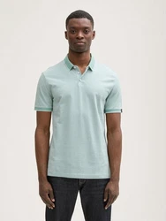 TOM TAILOR Denim Piqu Poloshirt Grün/Hellblau/Türkis