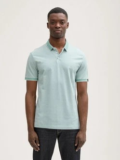 TOM TAILOR Denim Piqu Poloshirt Grün/Hellblau/Türkis TOM TAILOR Denim Piqu Poloshirt Grün/Hellblau/Türkis
