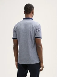 TOM TAILOR Denim Piqu Poloshirt Grau/Dunkelblau/Blau/Hellblau