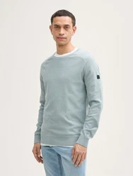 TOM TAILOR Strickpullover Blau/Grau/Hellblau/Grün/Türkis