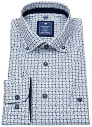 Redmond Langarmhemd Button-Down-Kragen Dunkelblau/Blau/Hellblau